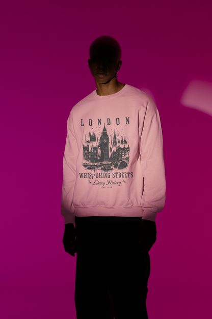 London Whispering Streets Sweatshirt | Cityscape Graphic Hoodie | Heatwear Apparel