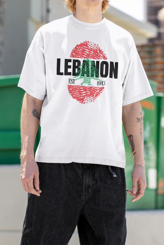 Lebanon Flag Thumbprint Oversized T-Shirt