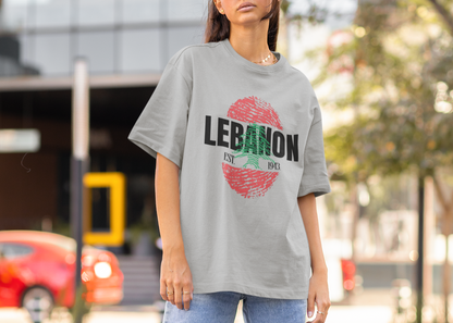 Lebanon Flag Thumbprint Oversized T-Shirt