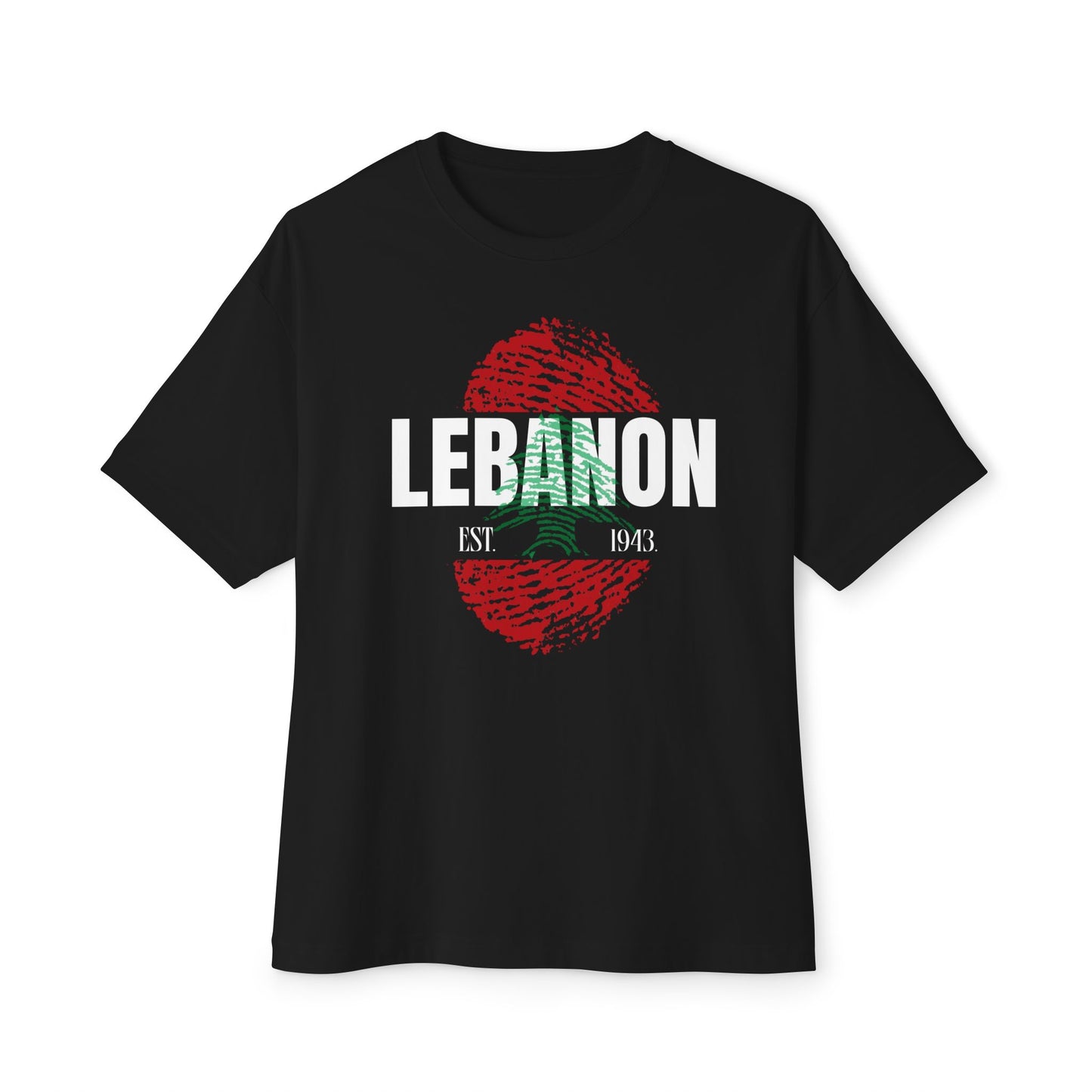 Lebanon Flag Thumbprint Oversized T-Shirt