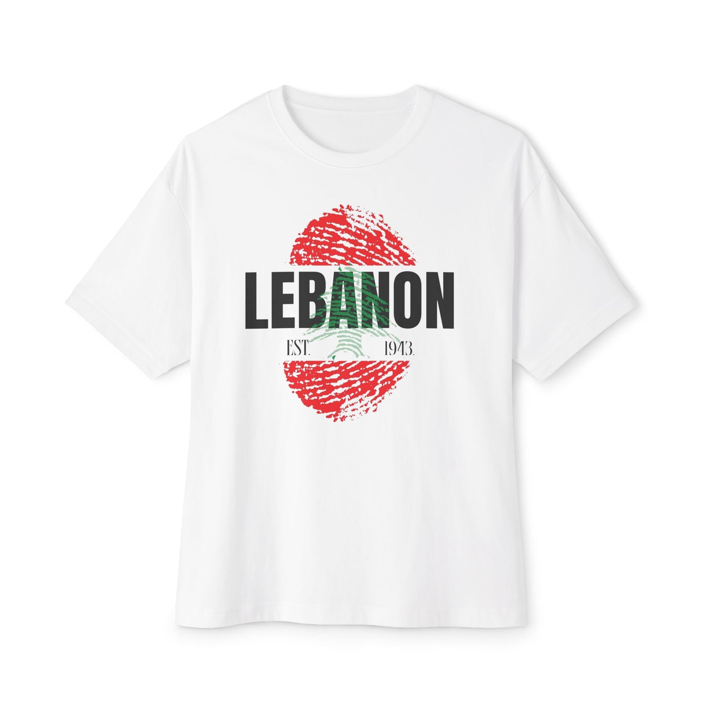 Lebanon Flag Thumbprint Oversized T-Shirt